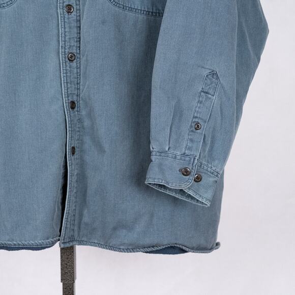 Wolverine Fleece Lined Denim / Chambray Workwear Shirt Shacket Men's 2XL Blue - Picture 3 of 7